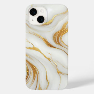 Coque Case-Mate iPhone Marbre blanc classique iPhone 14 Coque avec Gold V