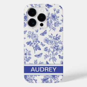 Coque Case-Mate iPhone Marine Blue Butterfly Toile iPhone 14 Pro Coque