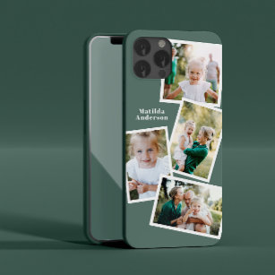 Coque Case-Mate iPhone Moderne design multi photo famille sage vert chic