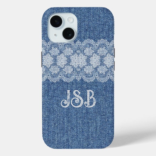 Coque Case-Mate iPhone Monogram Lace Denim iPhone / coque ipad (Verso)