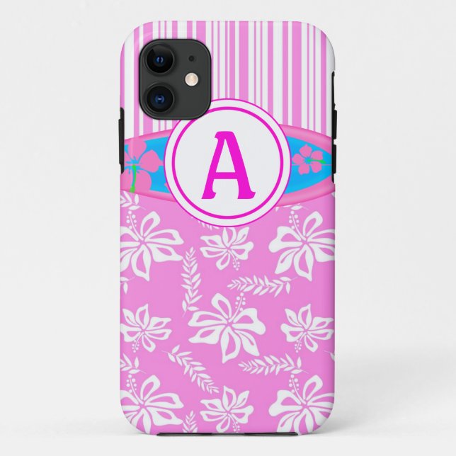 Coque Case-Mate iPhone Monogram rose Hibiscis et Surfboard iPhone 5 Coque (Dos)