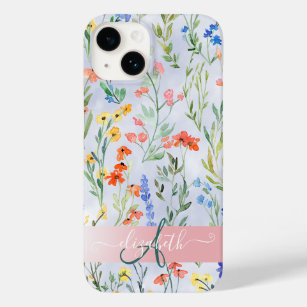 Coque Case-Mate iPhone Monogramme coloré du Fleur sauvage de printemps