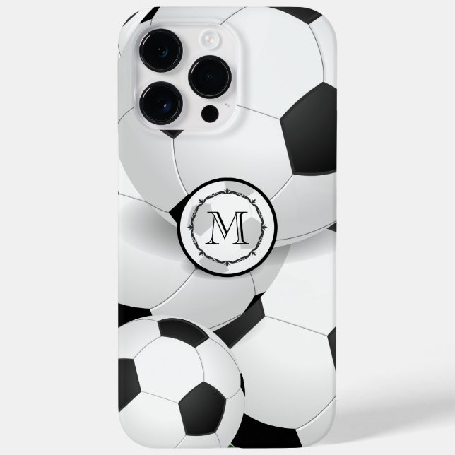 Coque Case-Mate iPhone Monogramme coque iphone de balle de soccer (Verso)
