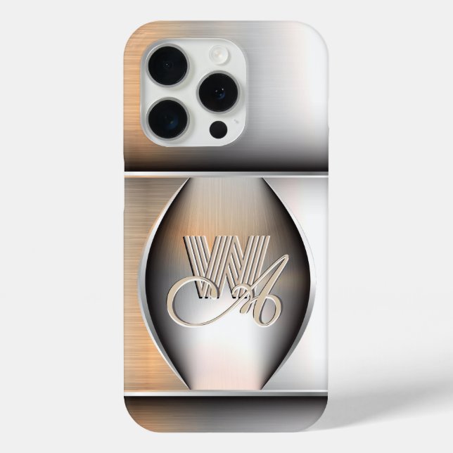 Coque Case-Mate iPhone Monogramme en acier brossé brillant iPhone / coque (Verso)