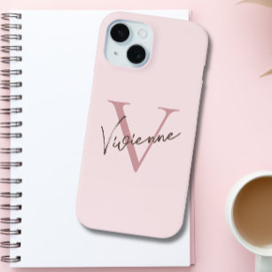 Coque Case-Mate iPhone Monogramme rose élégant minimaliste esthétique