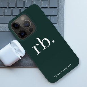 Coque Case-Mate iPhone Monogramme vert foncé élégant minimaliste moderne