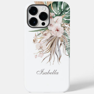 Coque Case-Mate iPhone Monstère tropicale et orchidée Nom personnalisé