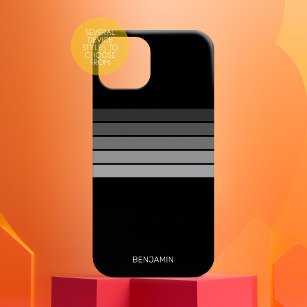 Coque Case-Mate iPhone Motif de bande rétro noir gris vintage vibe