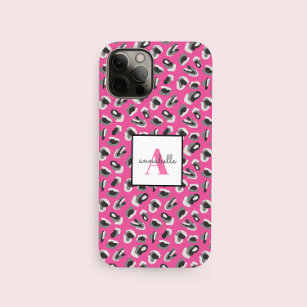 Coque Case-Mate iPhone Motif Empreinte de léopard rose monogramme personn