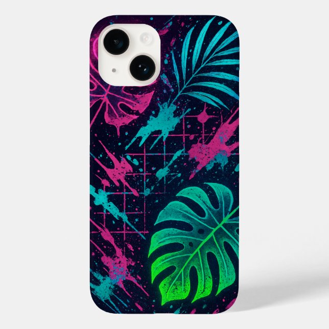 Coque Case-Mate iPhone Neon futuriste Feuilles et coque iphone d'art de r (Verso)