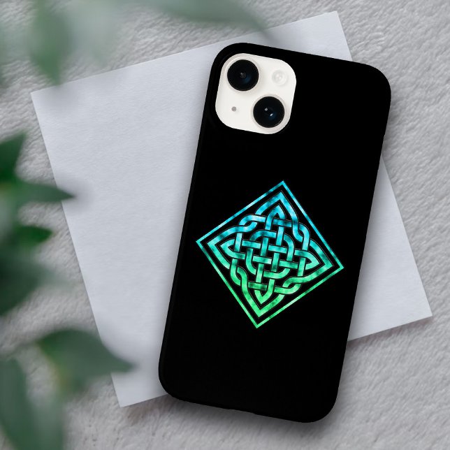 Coque Case-Mate iPhone Noeud celtique - Single Blue Green iPhone 14 Coque (Créateur téléchargé)