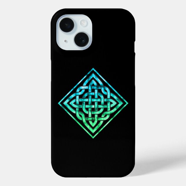 Coque Case-Mate iPhone Noeud celtique - Single Blue Green iPhone 15 Coque (Verso)