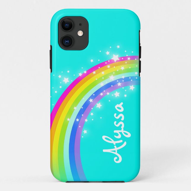 Coque Case-Mate iPhone Nom 6 lettre arc-en-ciel aqua coque iphone (Dos)