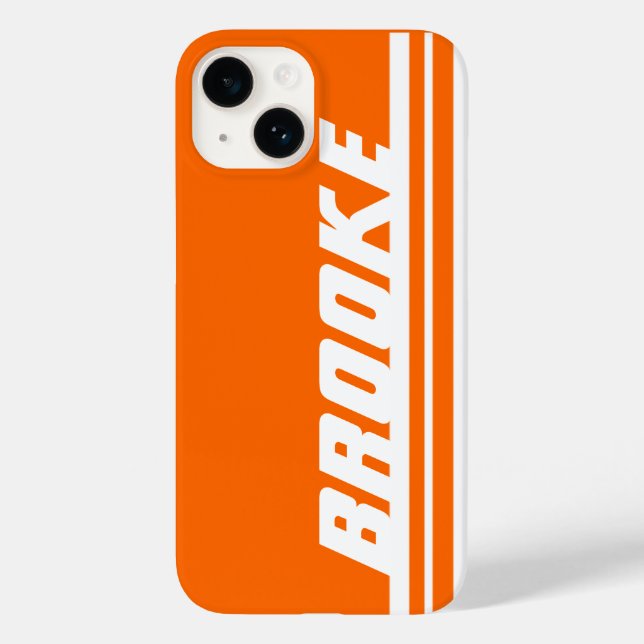 Coque Case-Mate iPhone Nom orange & blanc strié coque iphone sport (Verso)