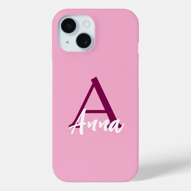Coque Case-Mate iPhone Nom personnalisé Pink iPhone 15 Coque (Verso)