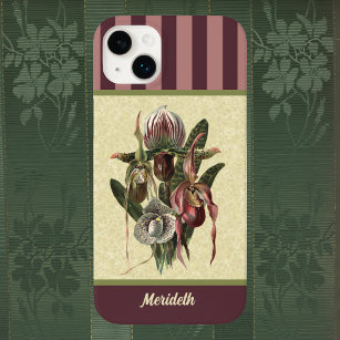 Coque Case-Mate iPhone Orchidée de chèvre verte Boho Lady avec nom