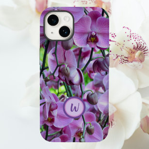 Coque Case-Mate iPhone Orchidées et vignes pourpres avec nom