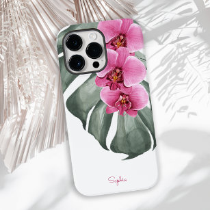 Coque Case-Mate iPhone Orchidées roses chaudes Flore tropicale avec votre