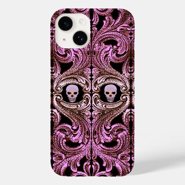 Coque Case-Mate iPhone Ornement rose Goth avec coque iphone crâne (Verso)