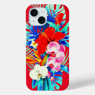 Coque Case-Mate iPhone Palmier d'orchidée tropicale feuille rouge floral 