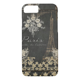 Coque Case-Mate iPhone Paris Ville de l'Amour Tour Eiffel Chalboard Flora