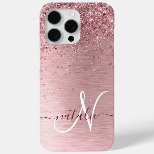 Coque Case-Mate iPhone Parties scintillant en métal brossé rose pâle Nom 