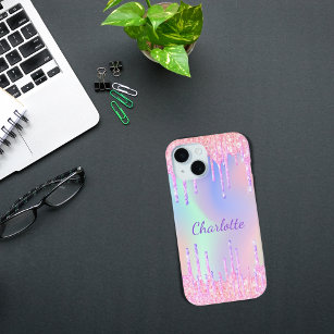 Coque Case-Mate iPhone Parties scintillant holographique rose violet nom 