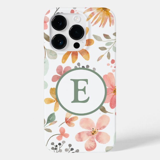 Coque Case-Mate iPhone Pastel Floral Monogram coque iphone (Verso)