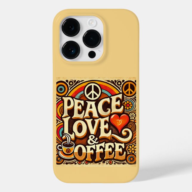 Coque Case-Mate iPhone Peace, Love, & Coffee Retro coque iphone (Verso)