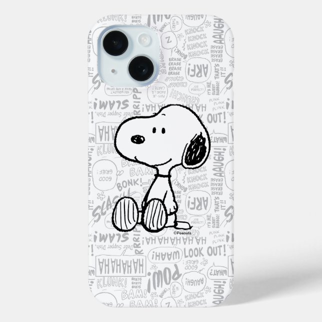 Coque Case-Mate iPhone PEANUTS | Snoopy on Black White Comics (Back)