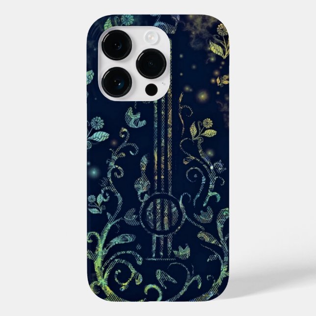 Coque Case-Mate iPhone Peinture d'art coque iphone de guitare florale (Verso)