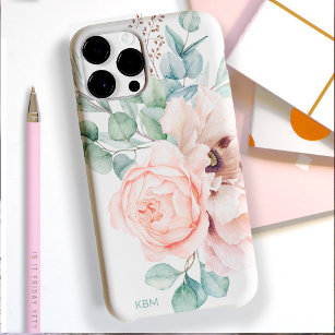 Coque Case-Mate iPhone Pépites d'aquarelle et Roses avec votre Monogramme