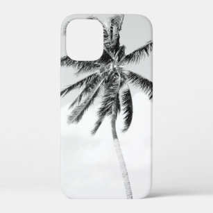 Coque Case-Mate iPhone Photo de plage de palmiers tropicaux noirs et blan