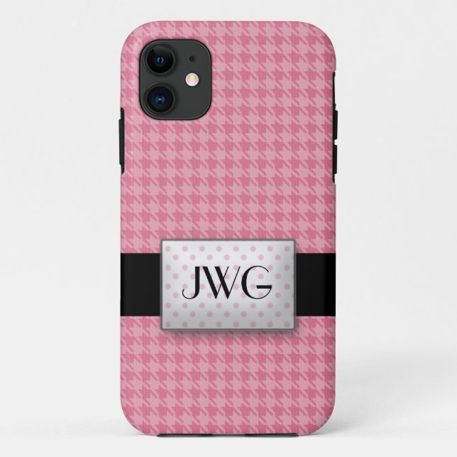 Coque Case-Mate iPhone Pink Houndstooth Monogram iPhone 5 Coque (Dos)