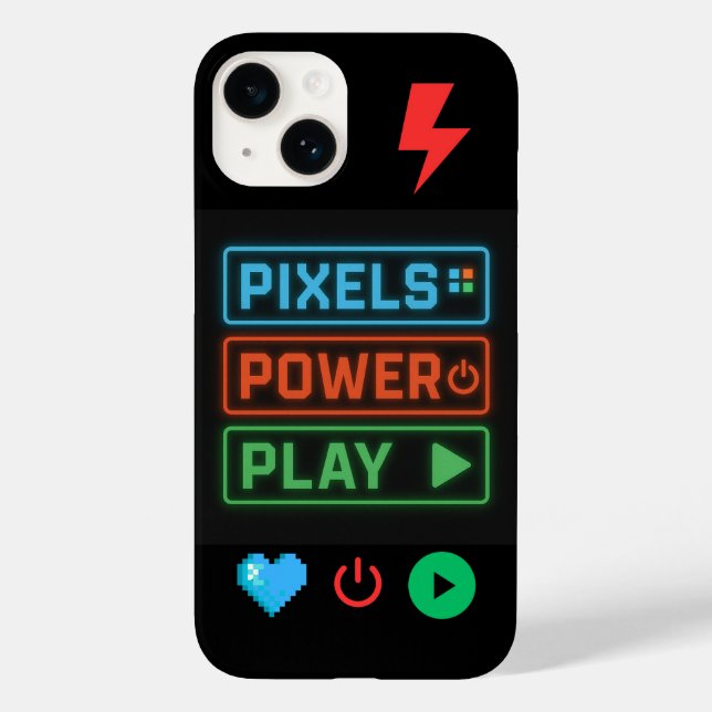 Coque Case-Mate iPhone Pixels Power Play coque iphone - Retro Gamer Phone (Verso)