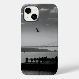 Coque Case-Mate iPhone Pont de suspension à Lisbonne Photo noir et blanc