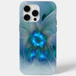 Coque Case-Mate iPhone Position, Abstrait bleu turquoise fractal
