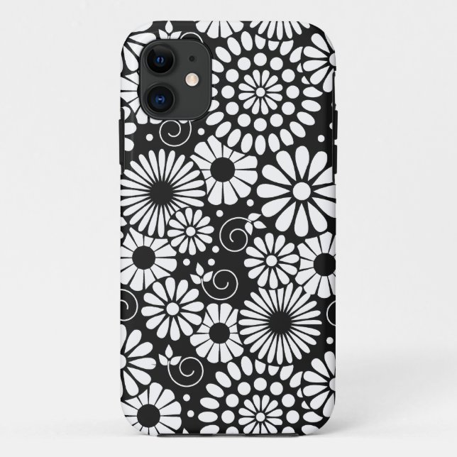 Coque Case-Mate iPhone Retro noir fleurs blanches iPhone 5 Coque (Dos)