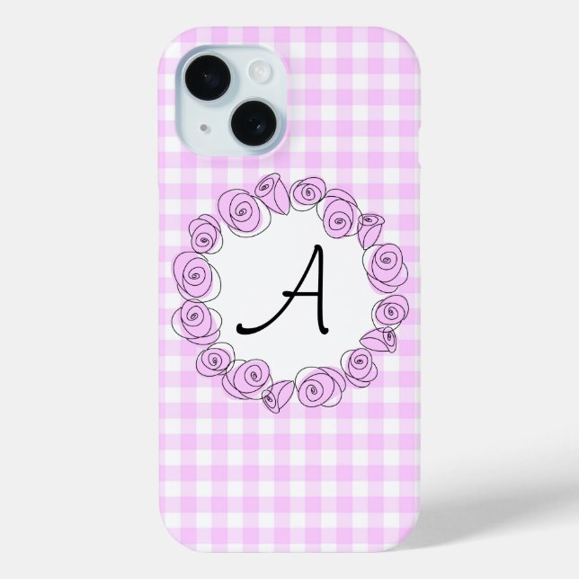 Coque Case-Mate iPhone Rose Lilac Check Monogram coque iphone (Verso)