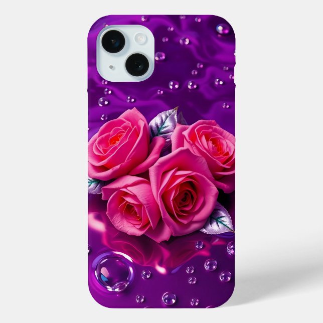 Coque Case-Mate iPhone Roses roses sur coque iphone d'eau violet (Verso)