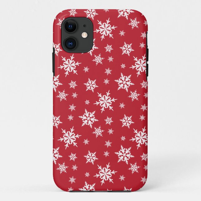 Coque Case-Mate iPhone Rouge avec le coque iphone blanc de flocons de (Dos)