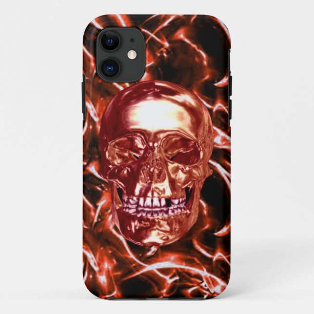 Coque Case-Mate iPhone Rouge électrique Chrome Skull iPhone 5 Coque (Dos)