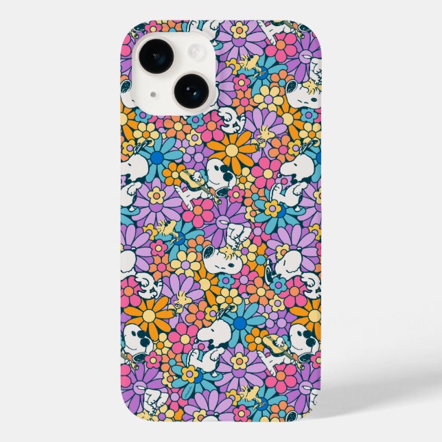 Coque Case-Mate iPhone Snoopy & Motif de fleurs de bois (Back)