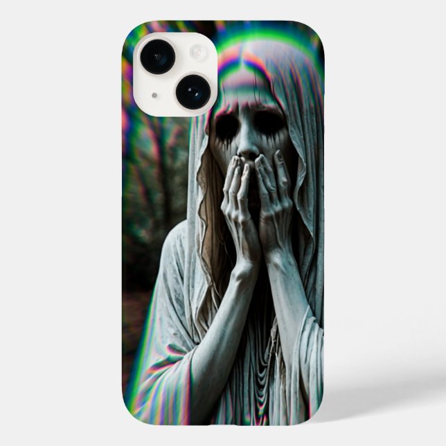 Coque Case-Mate iPhone statue de cimetière pleurant thème iPhone 16 coque (Verso)