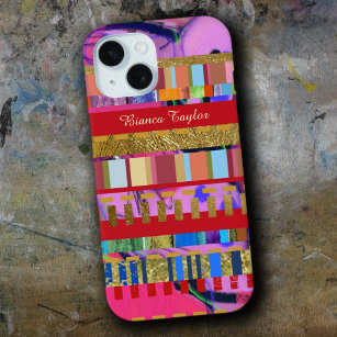 Coque Case-Mate iPhone Super Pop et bandes colorées sur rose