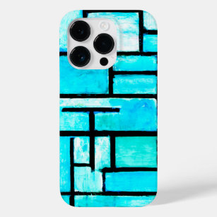 Coque Case-Mate iPhone Tableau Carré géométrique turquoise