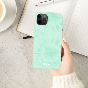 Coque Case-Mate iPhone Teint   Pastel Mint Green Monogram coque iphone