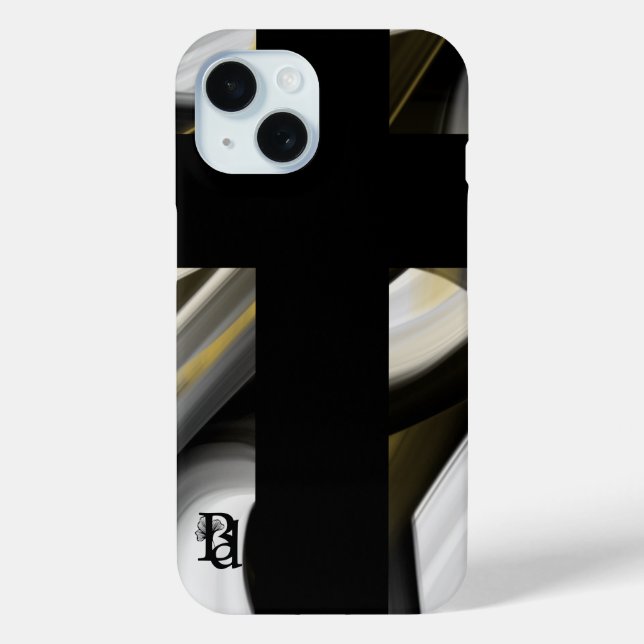 Coque Case-Mate iPhone Tendance coque iphone Art Abstrait Noir Blanc Or (Verso)