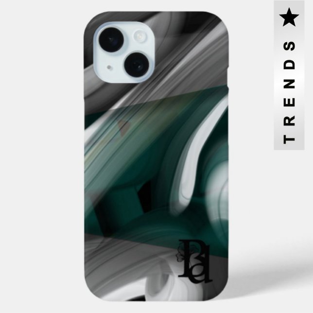 Coque Case-Mate iPhone Tendance coque iphone Art Abstrait Noir Blanc Vert (Créateur téléchargé)