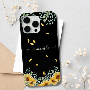 Coque Case-Mate iPhone Tournesol Aquarelle Florale Nom du script